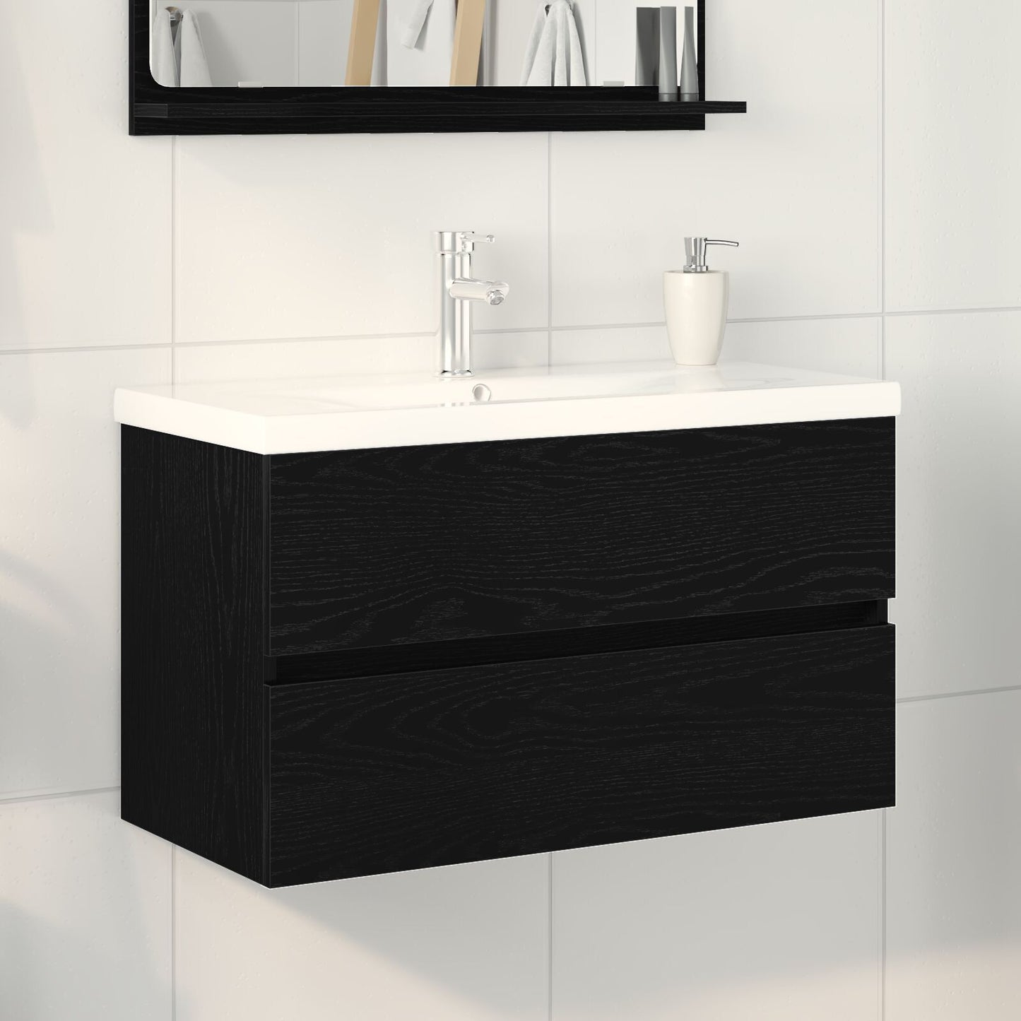 Sink Cabinet Black oak 80 x 39 x 62 cm Engineered wood