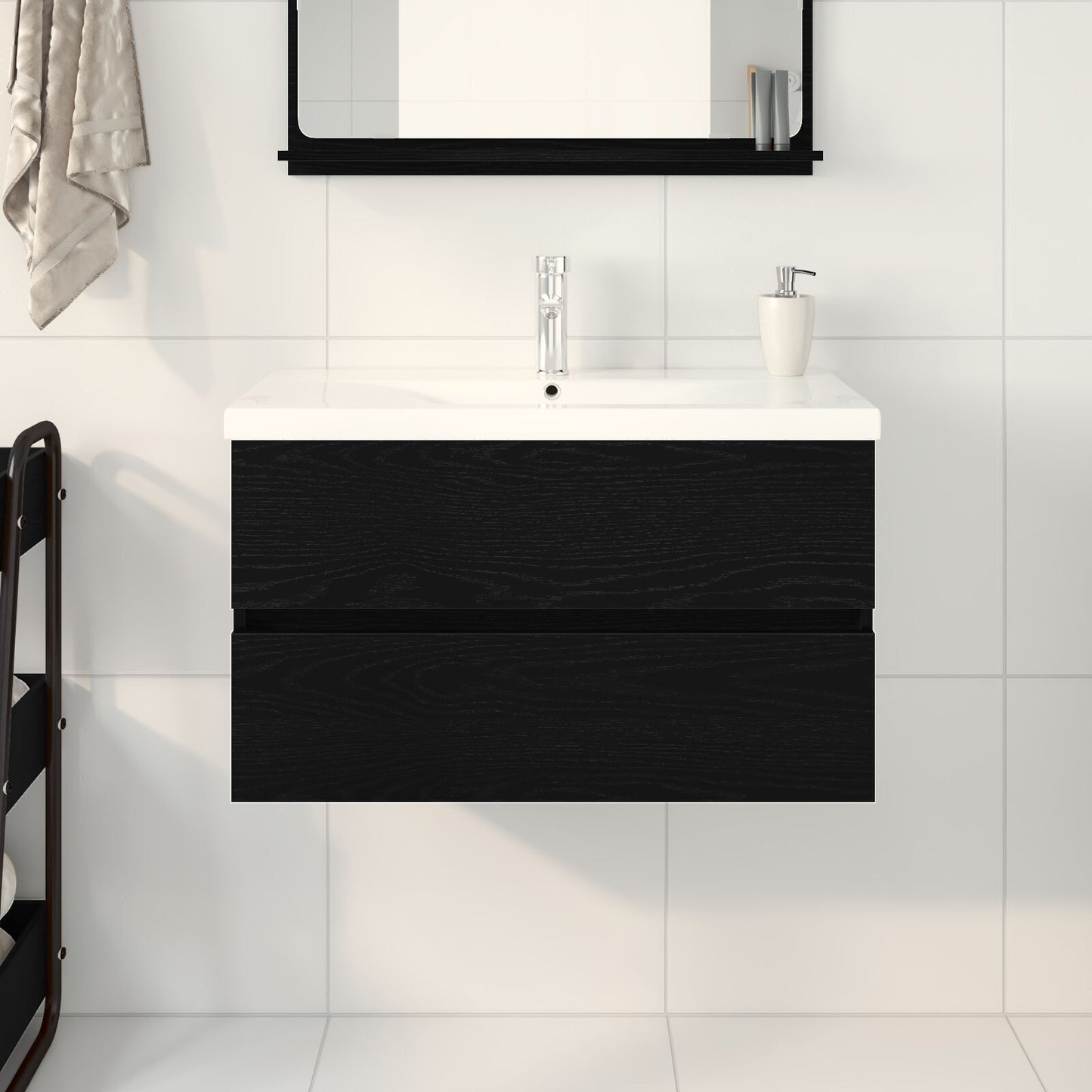 Sink Cabinet Black oak 80 x 39 x 62 cm Engineered wood