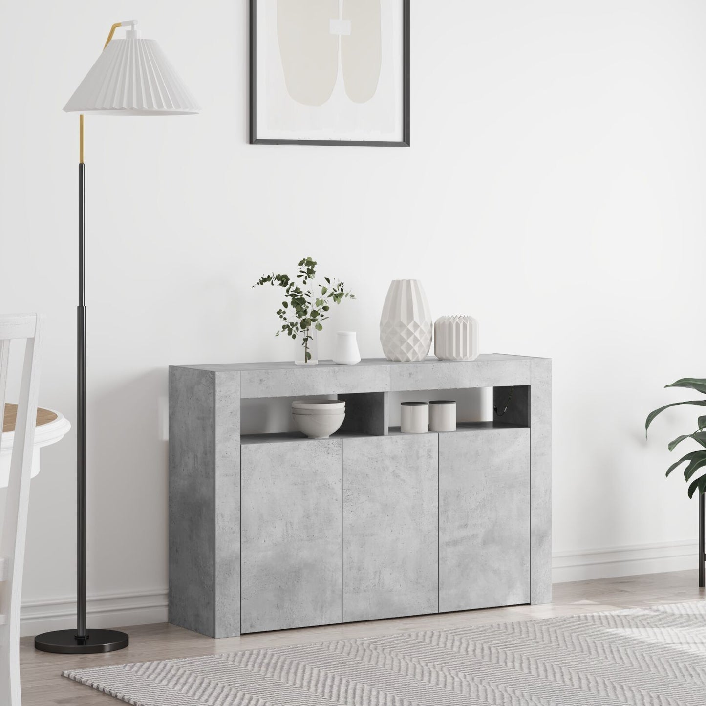 Sideboard Concrete grey 116 x 30 x 75 cm Engineered wood