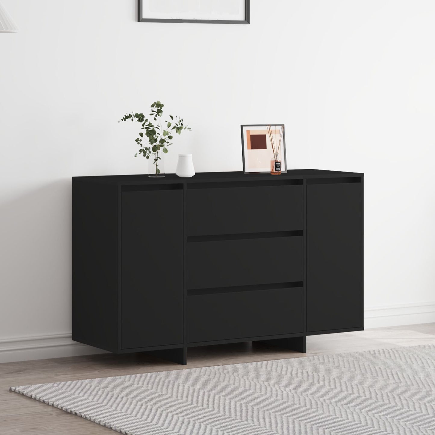 Sideboard with Drawer Black 120 x 41 x 75 cm Engineered wood
