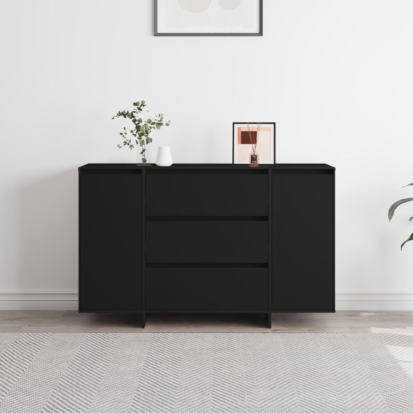Sideboard with Drawer Black 120 x 41 x 75 cm Engineered wood