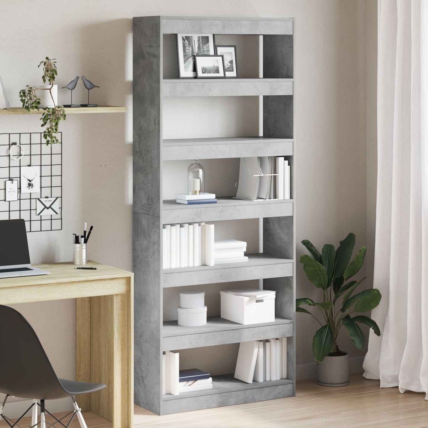 Bookcase Concrete grey 80 x 30 x 198 cm Engineered wood
