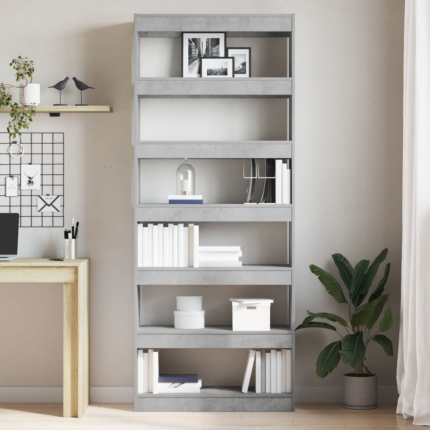 Bookcase Concrete grey 80 x 30 x 198 cm Engineered wood