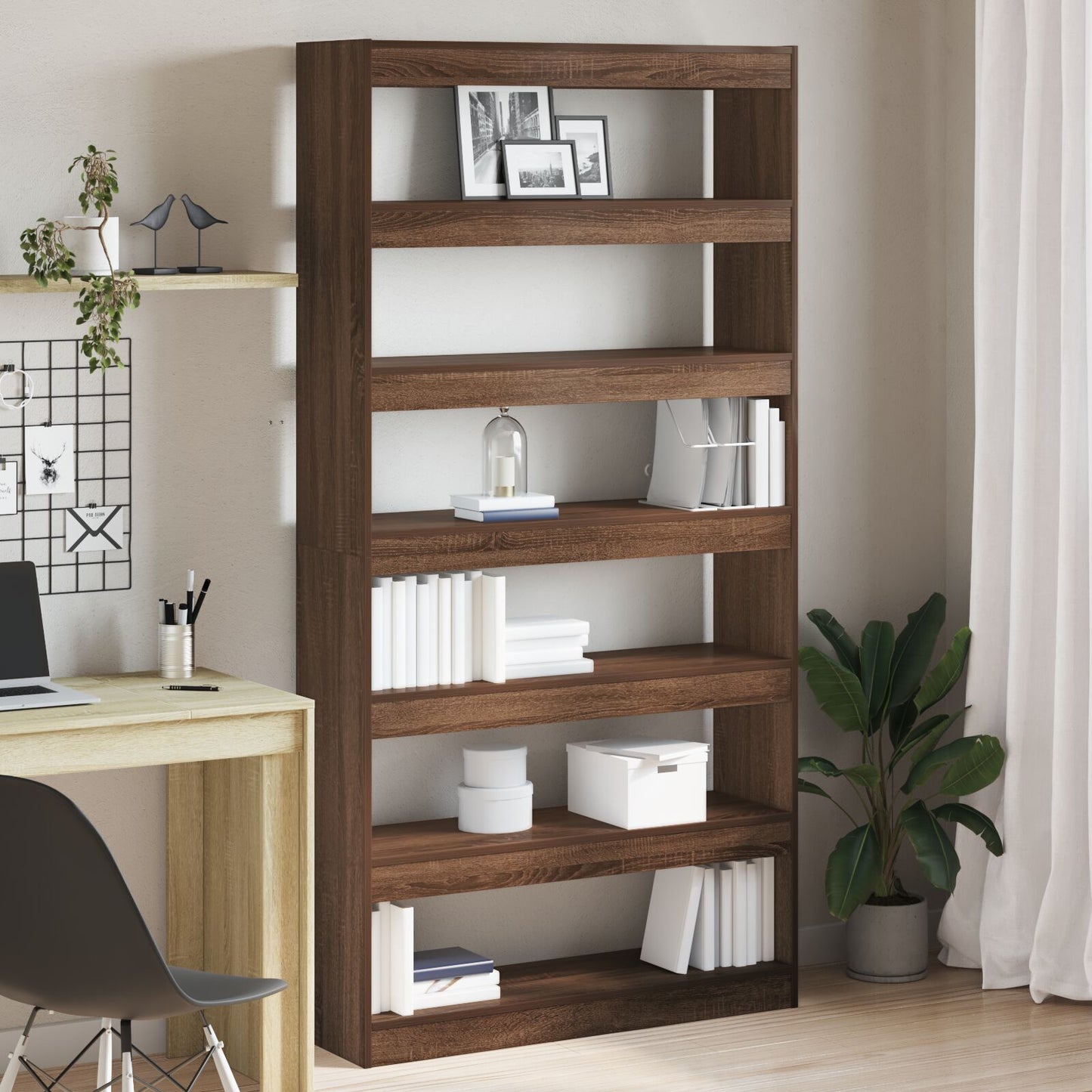 Book Cabinet Brown Engineered Wood