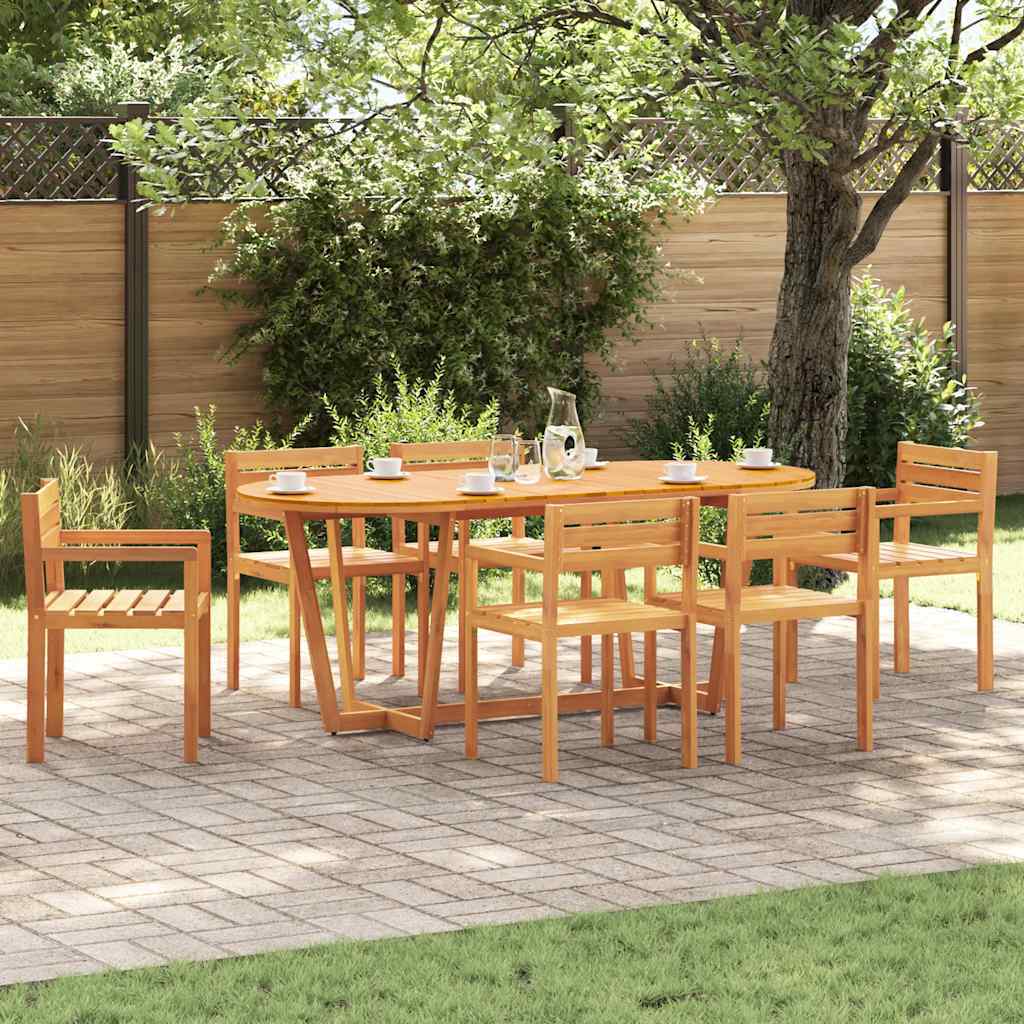 7 Piece Garden Dining Set Solid Wood Acacia