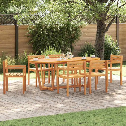 7 Piece Garden Dining Set Solid Wood Acacia
