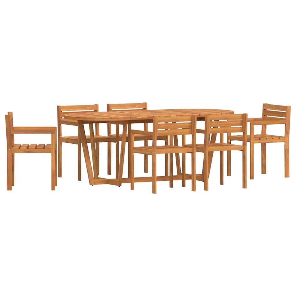 7 Piece Garden Dining Set Solid Wood Acacia
