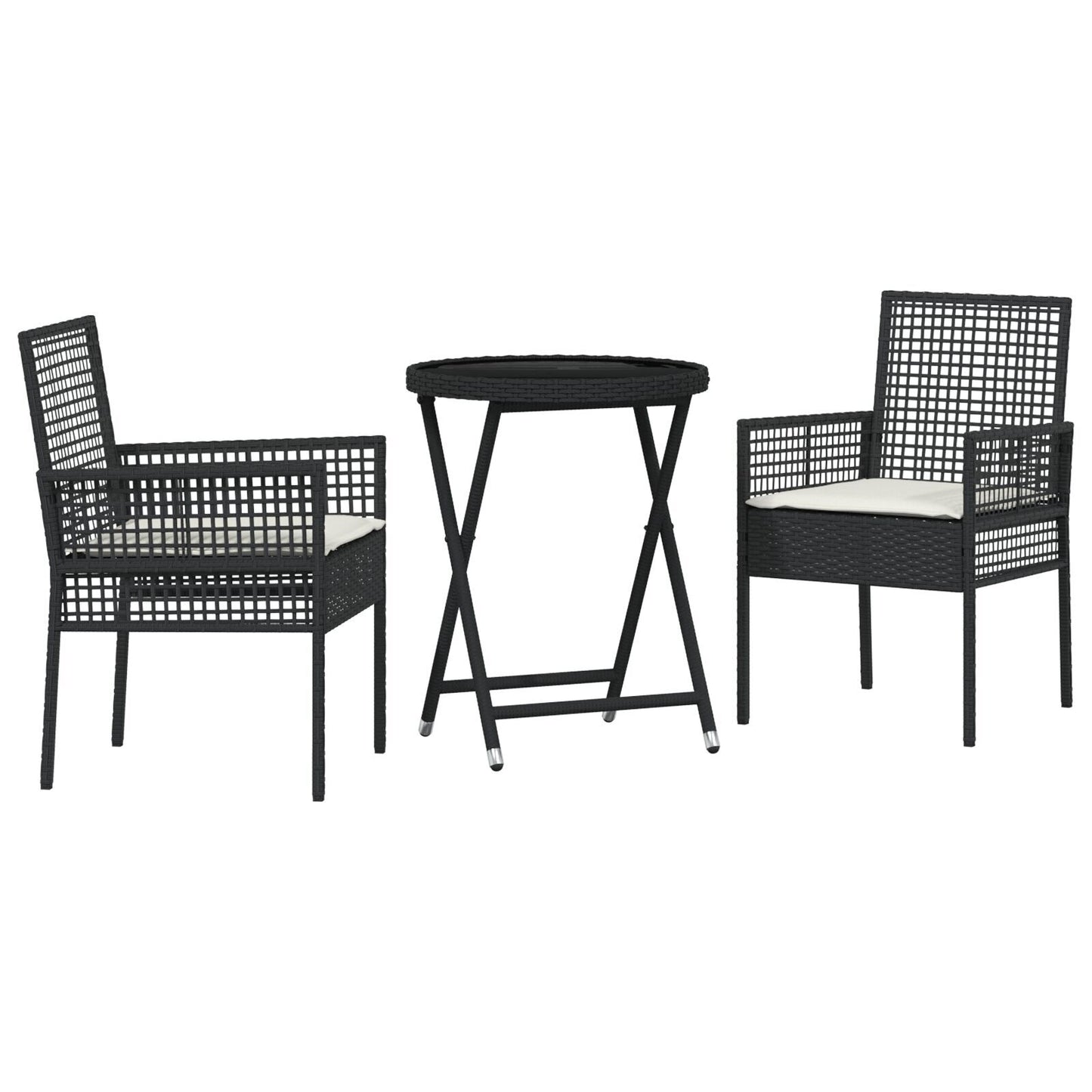Garden Bistro Set 3 pcs Black Poly rattan