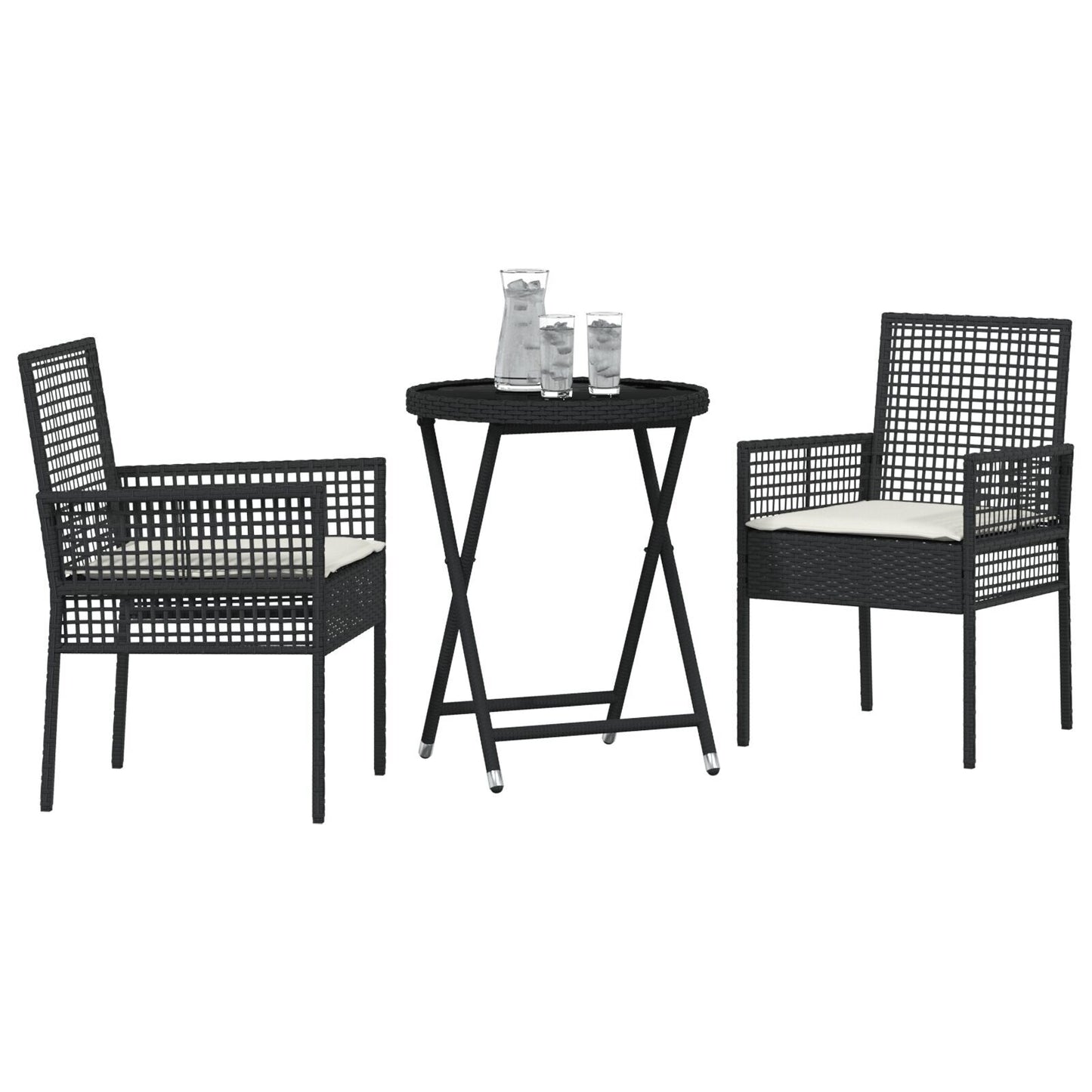 Garden Bistro Set 3 pcs Black Poly rattan