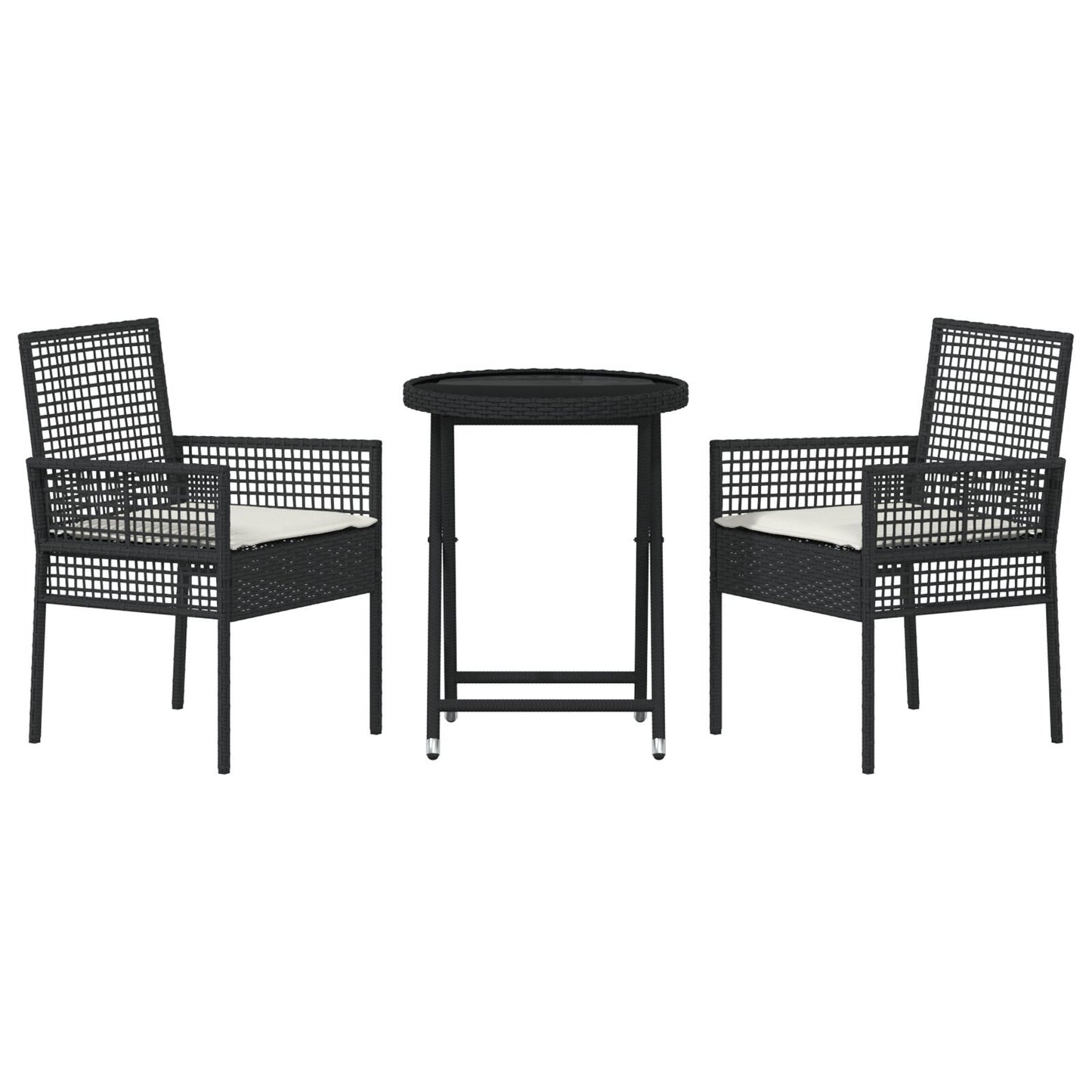 Garden Bistro Set 3 pcs Black Poly rattan
