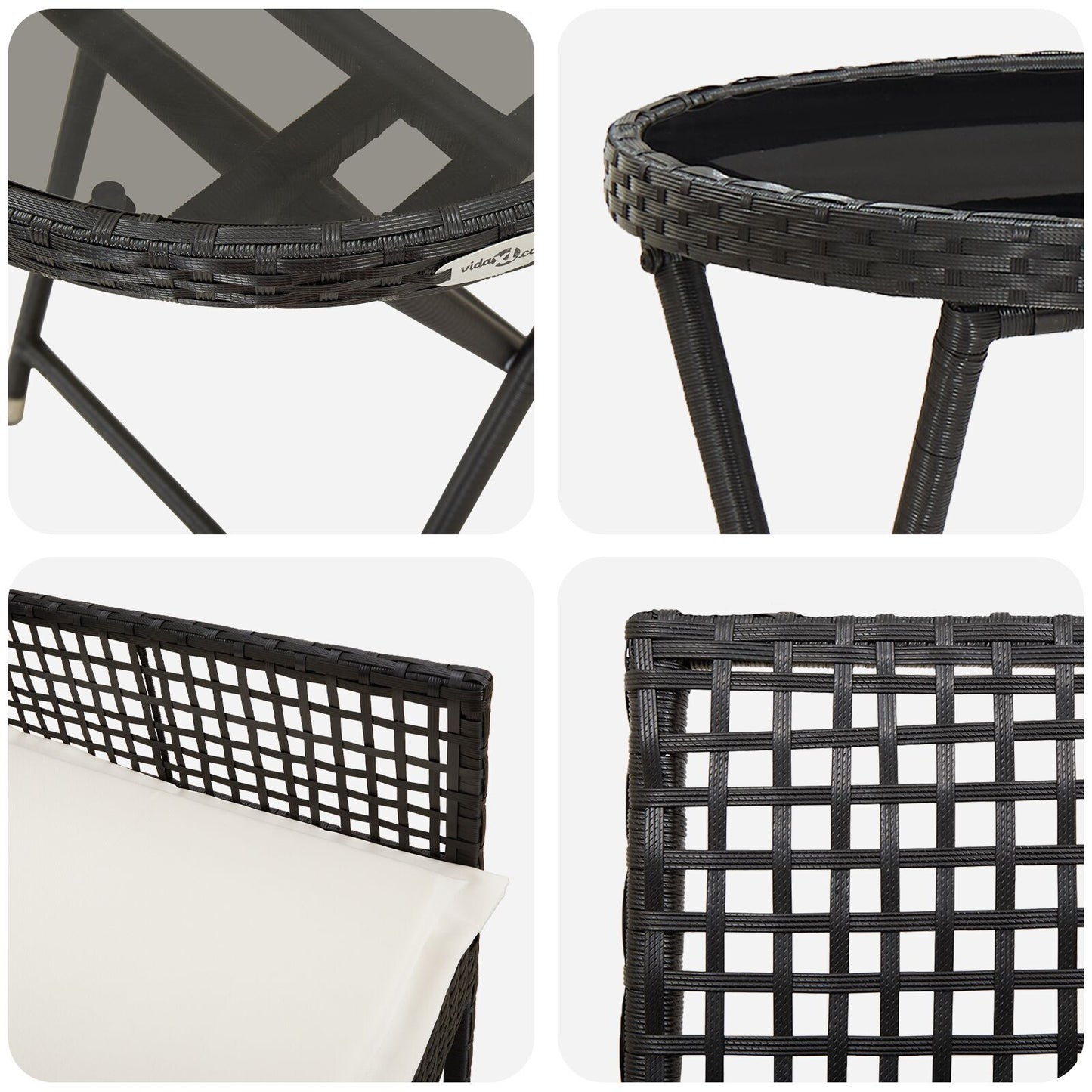 Garden Bistro Set 3 pcs Black Poly rattan