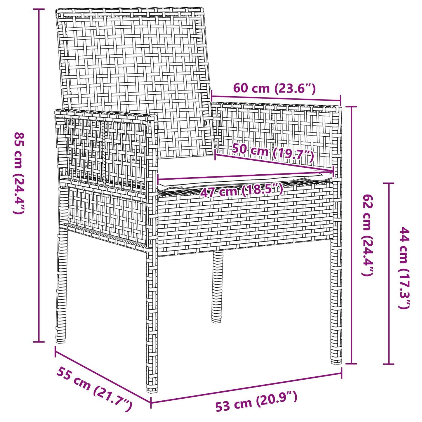 Garden Bistro Set 3 pcs Black Poly rattan