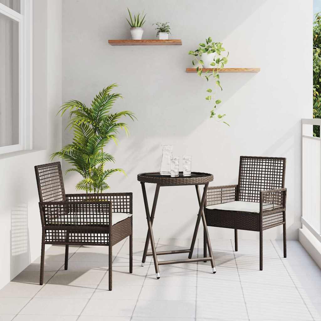 Garden Bistro Set 3 pcs Brown Poly rattan