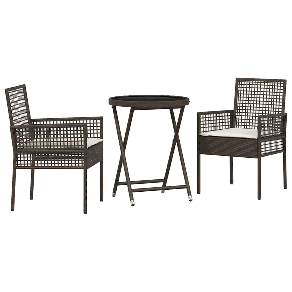 Garden Bistro Set 3 pcs Brown Poly rattan