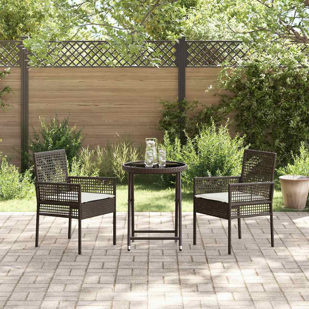 Garden Bistro Set 3 pcs Brown Poly rattan