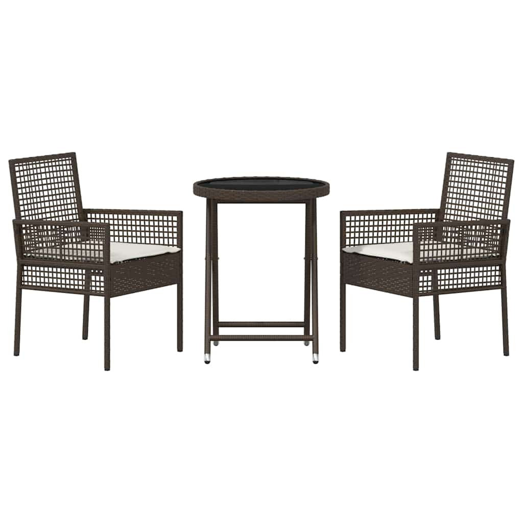 Garden Bistro Set 3 pcs Brown Poly rattan