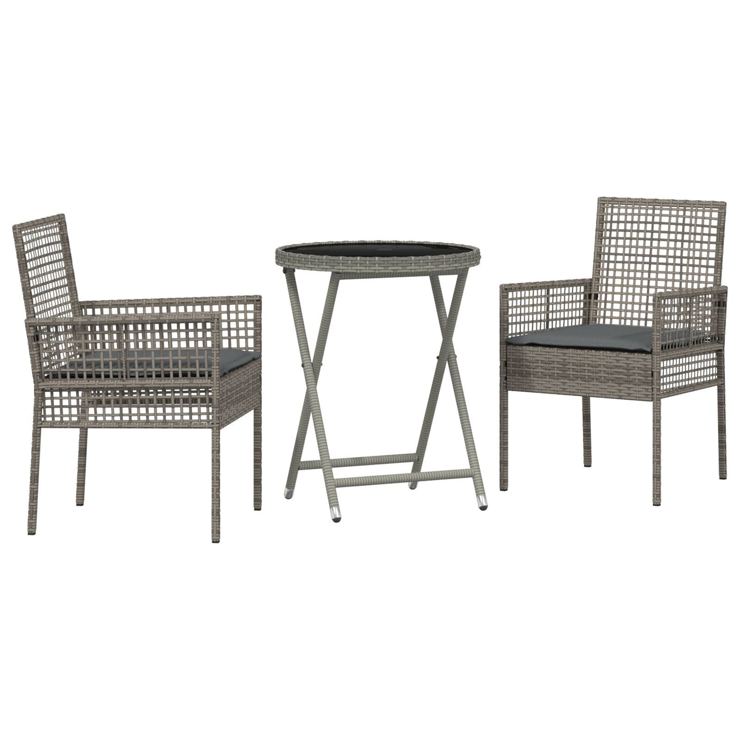 Garden Bistro Set 3 pcs Grey Poly rattan