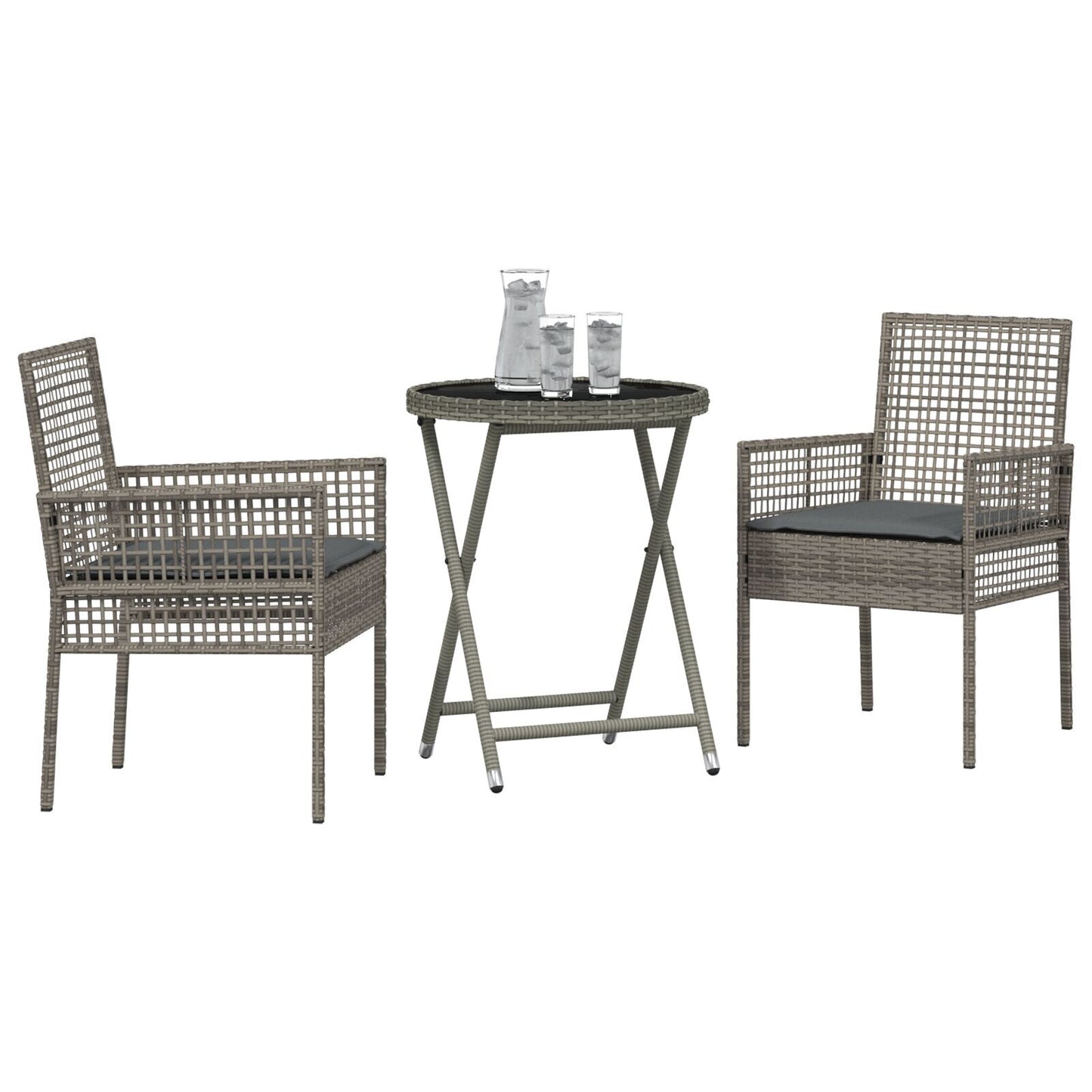 Garden Bistro Set 3 pcs Grey Poly rattan