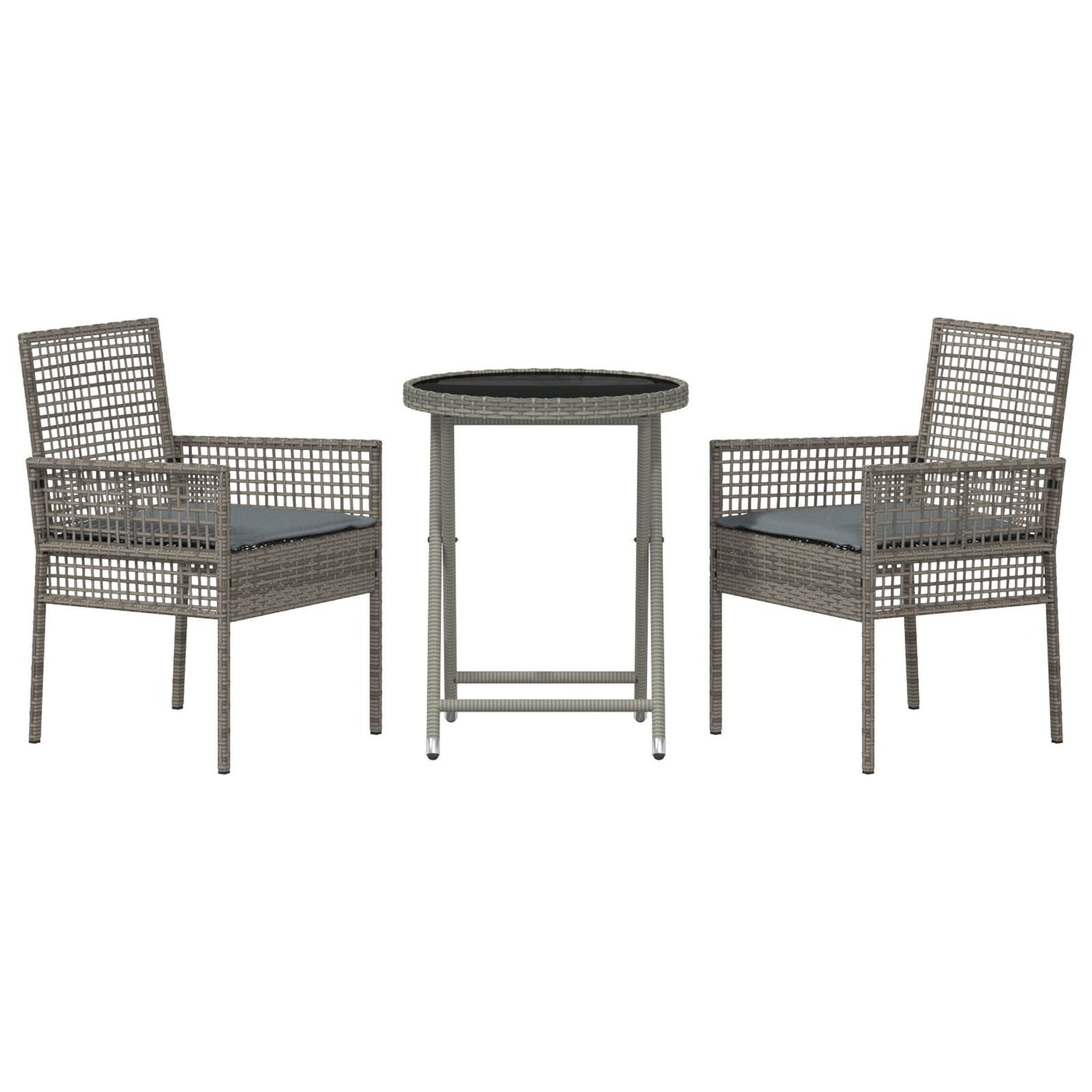 Garden Bistro Set 3 pcs Grey Poly rattan