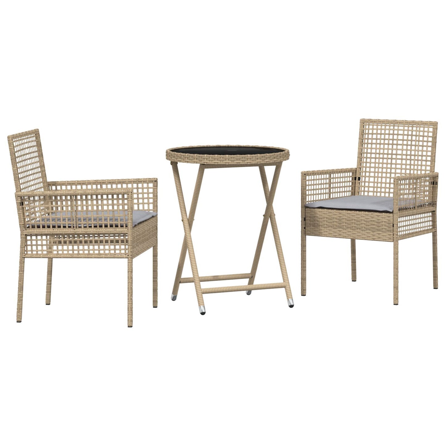 Garden Bistro Set 3 pcs Beige Poly rattan
