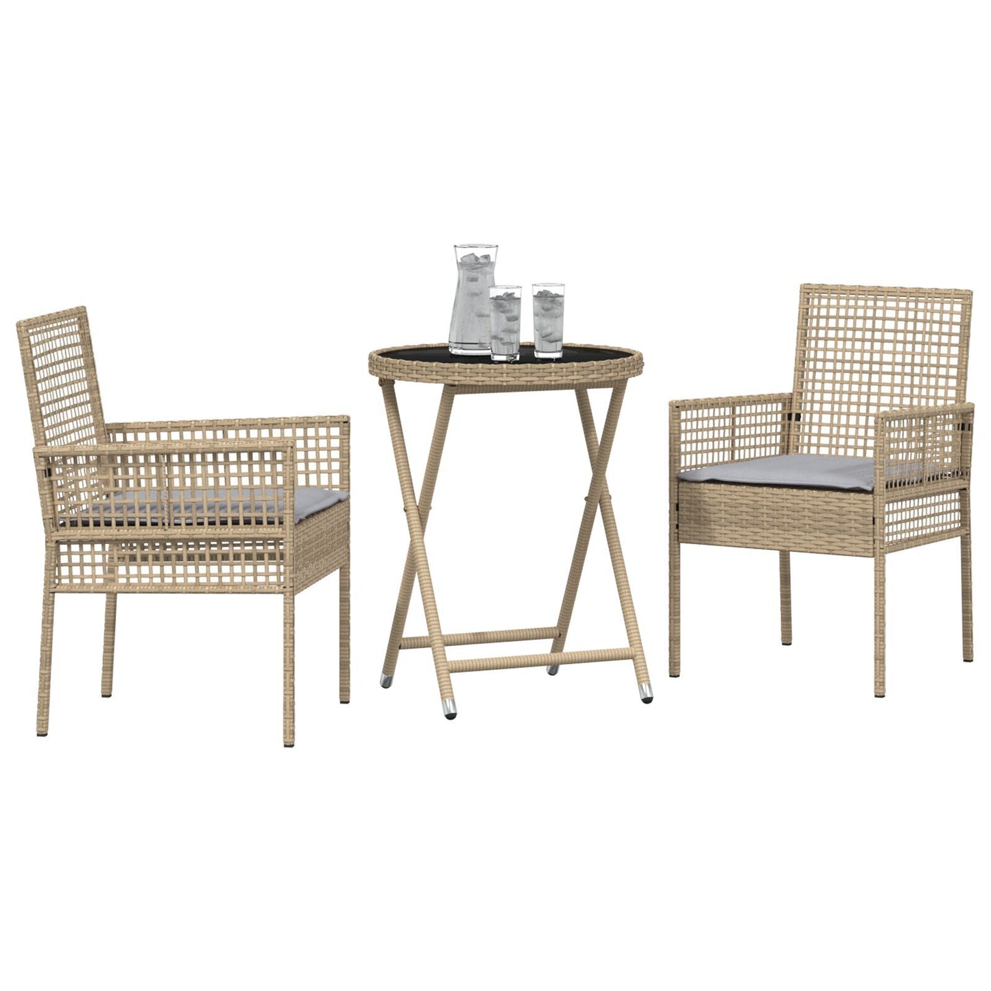 Garden Bistro Set 3 pcs Beige Poly rattan