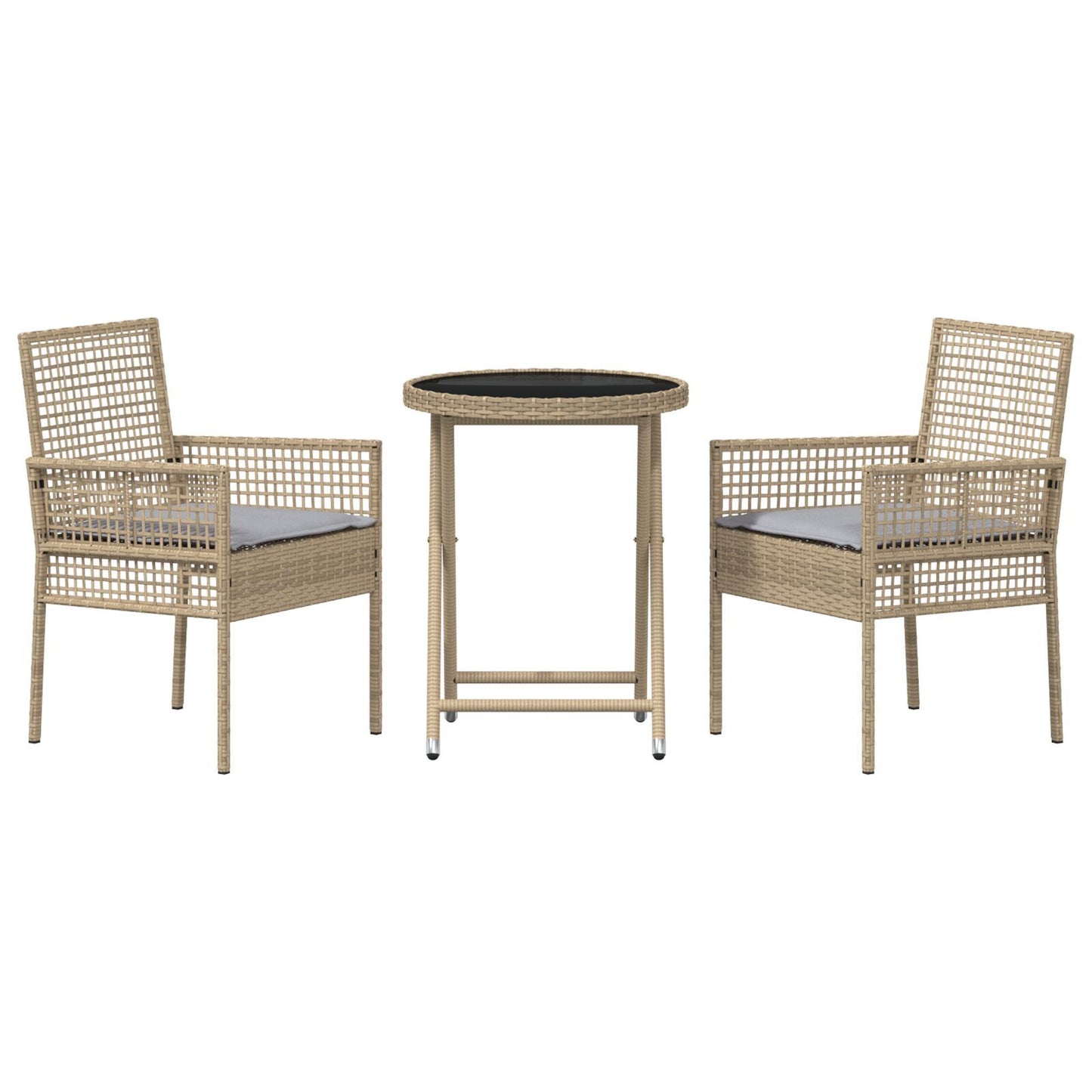 Garden Bistro Set 3 pcs Beige Poly rattan