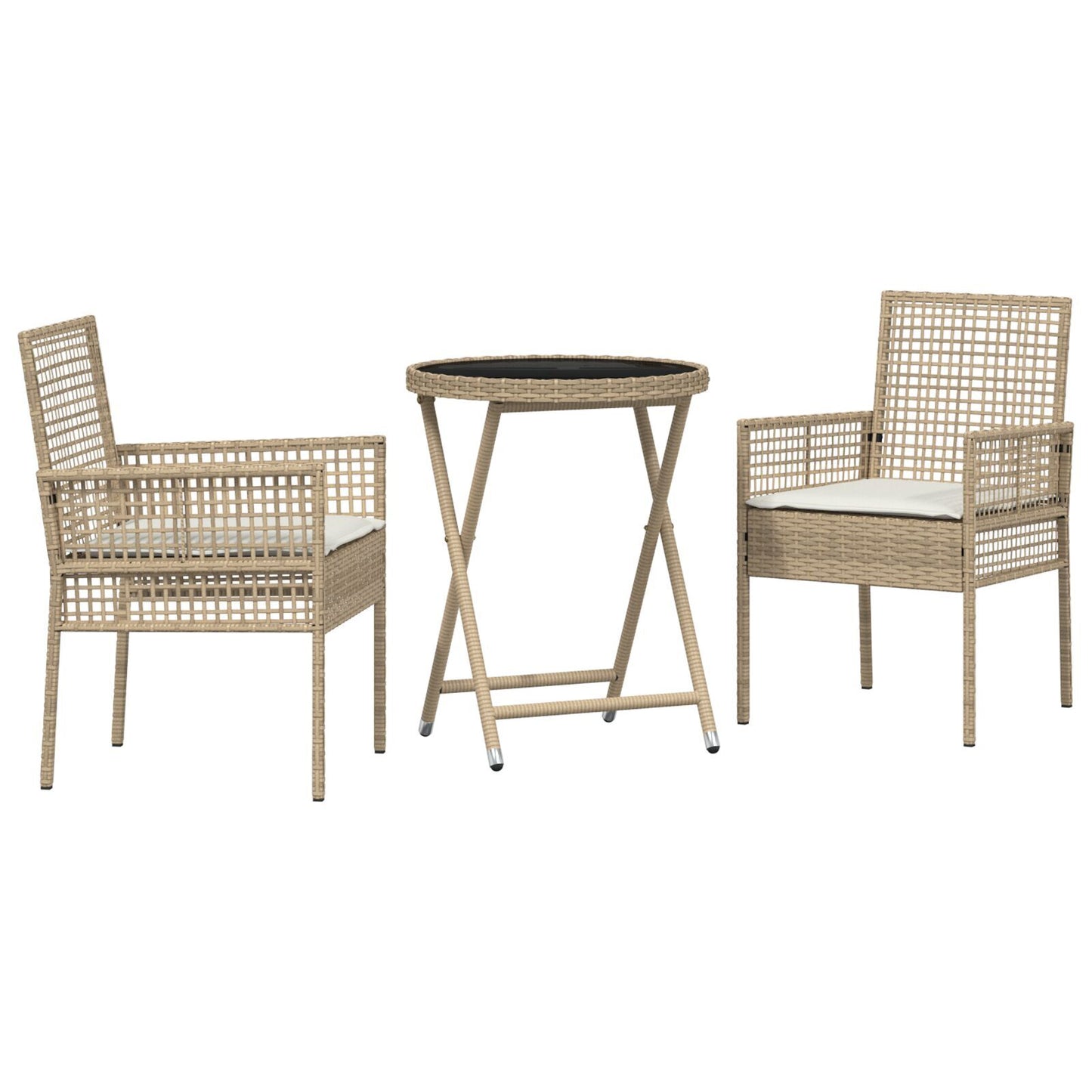 Garden Bistro Set 3 pcs Beige Poly rattan