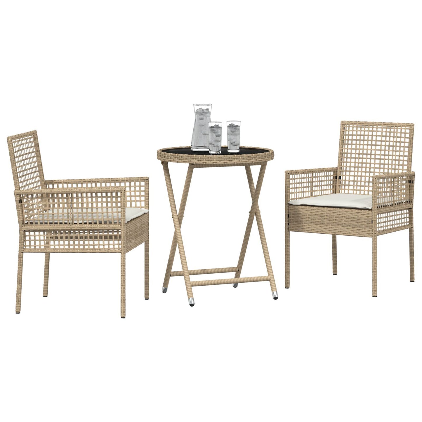 Garden Bistro Set 3 pcs Beige Poly rattan