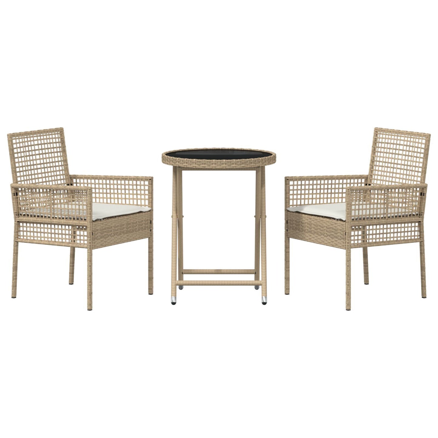 Garden Bistro Set 3 pcs Beige Poly rattan
