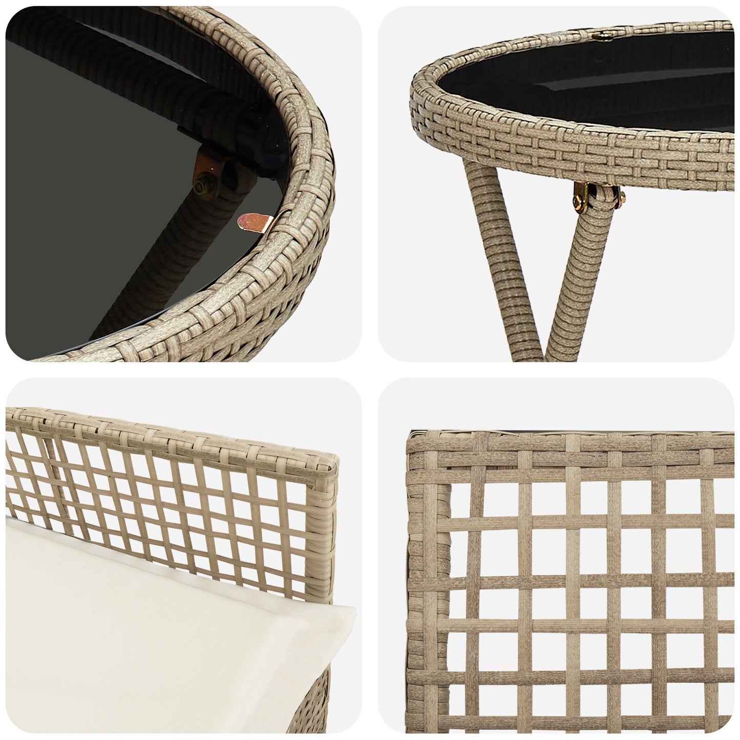 Garden Bistro Set 3 pcs Beige Poly rattan