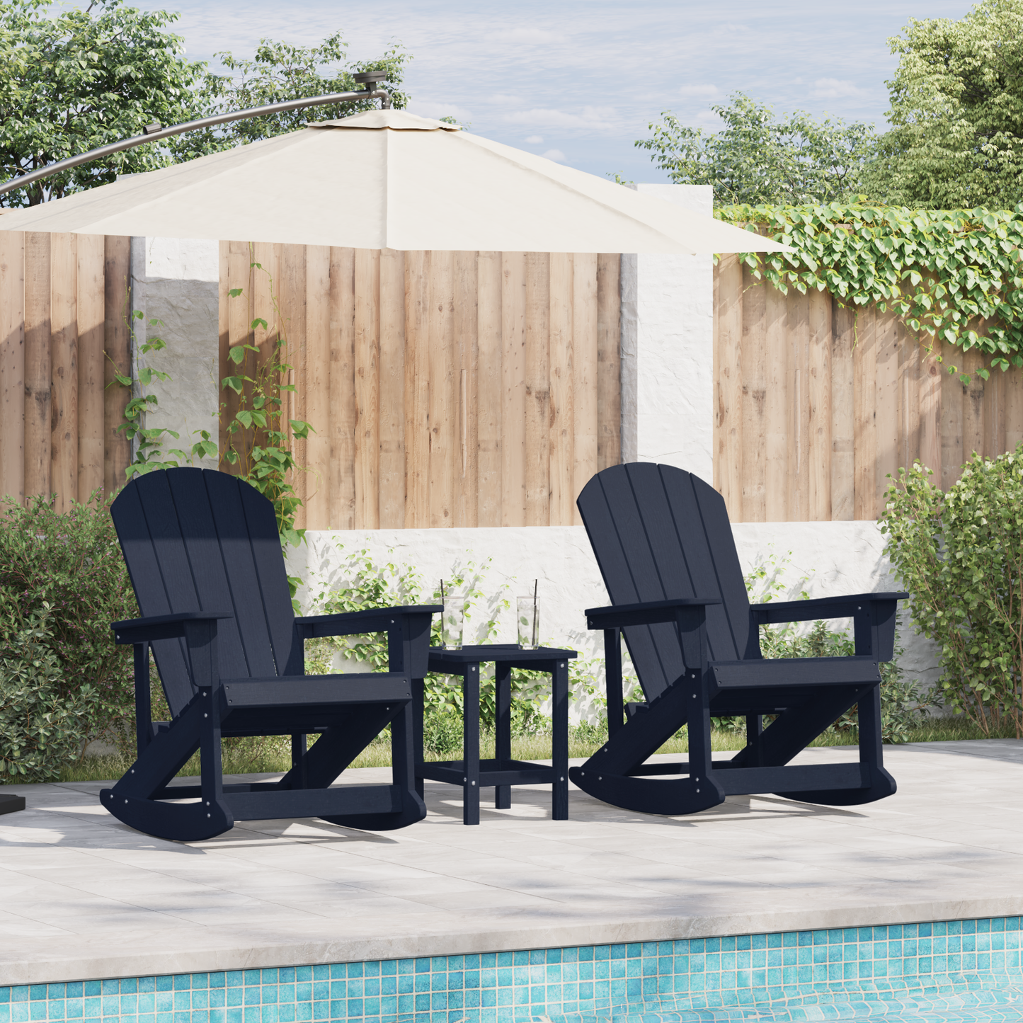 Adirondack Rocking Chairs 2 pcs Navy blue HDPE