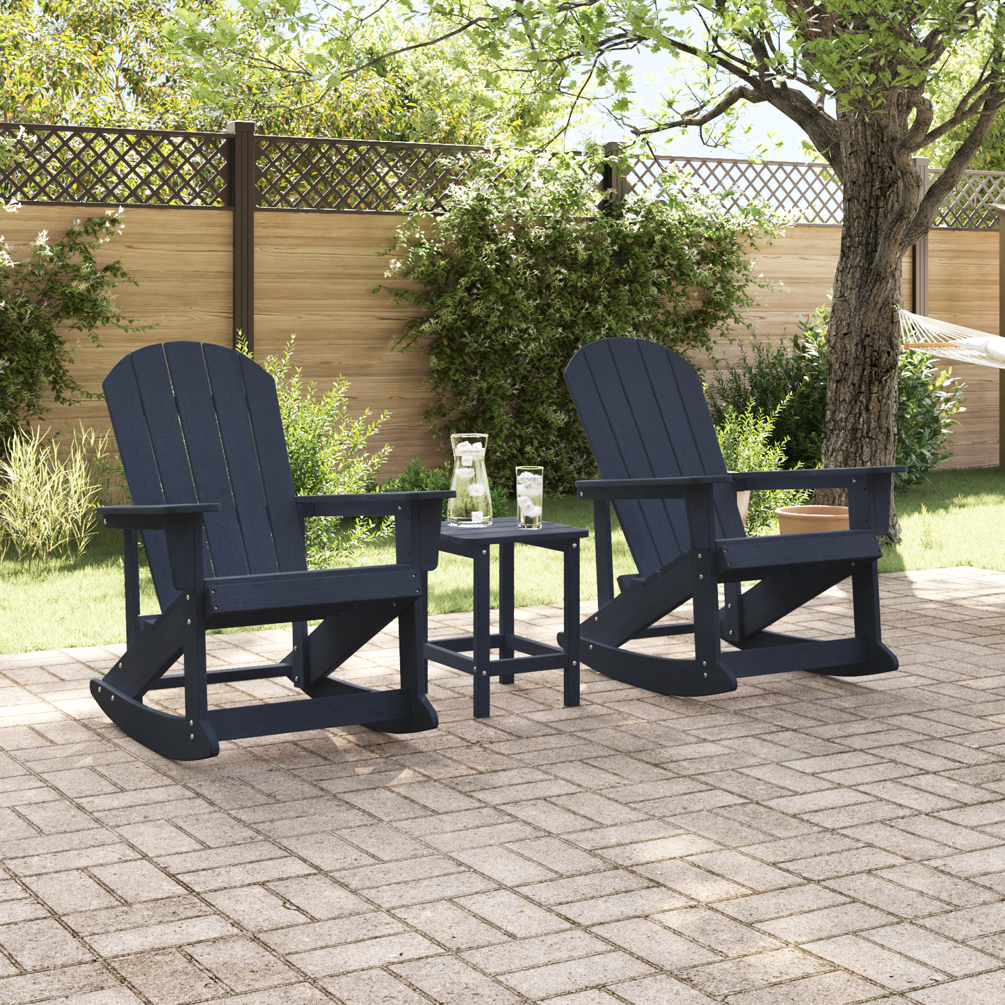 Adirondack Rocking Chairs 2 pcs Navy blue HDPE