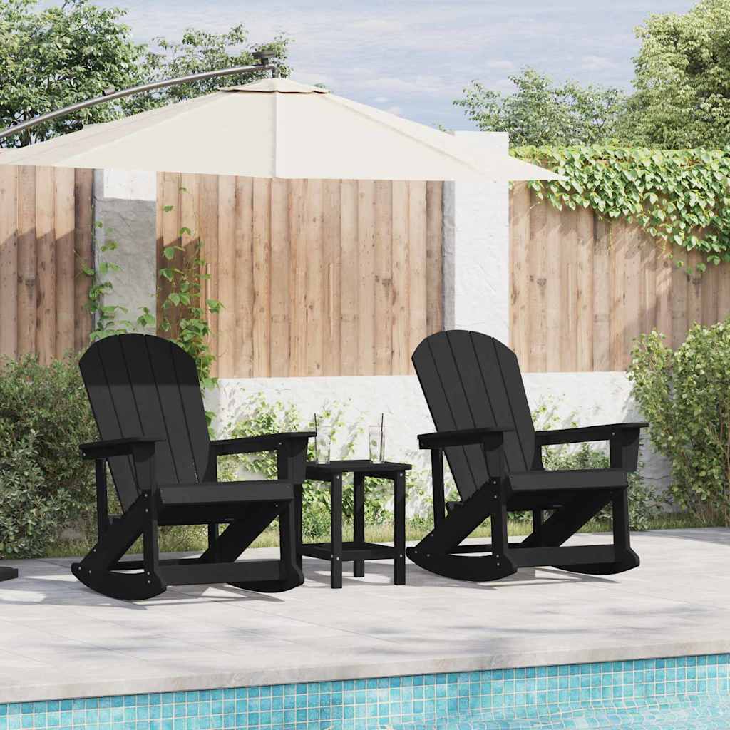 Adirondack Rocking Chairs 2 pcs Black HDPE