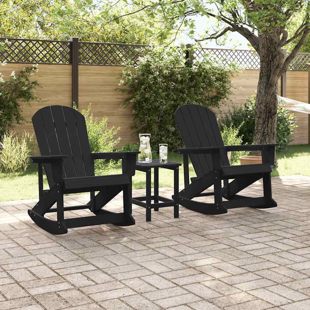 Adirondack Rocking Chairs 2 pcs Black HDPE