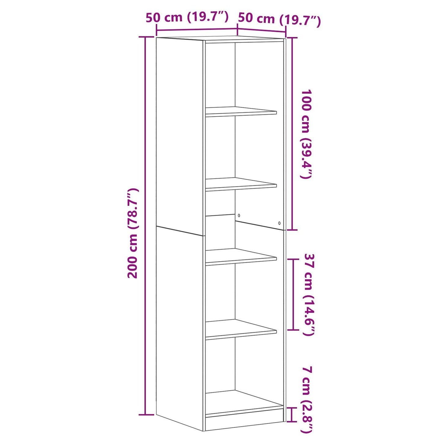 Wardrobe Black oak 50 x 50 x 200 cm Engineered wood