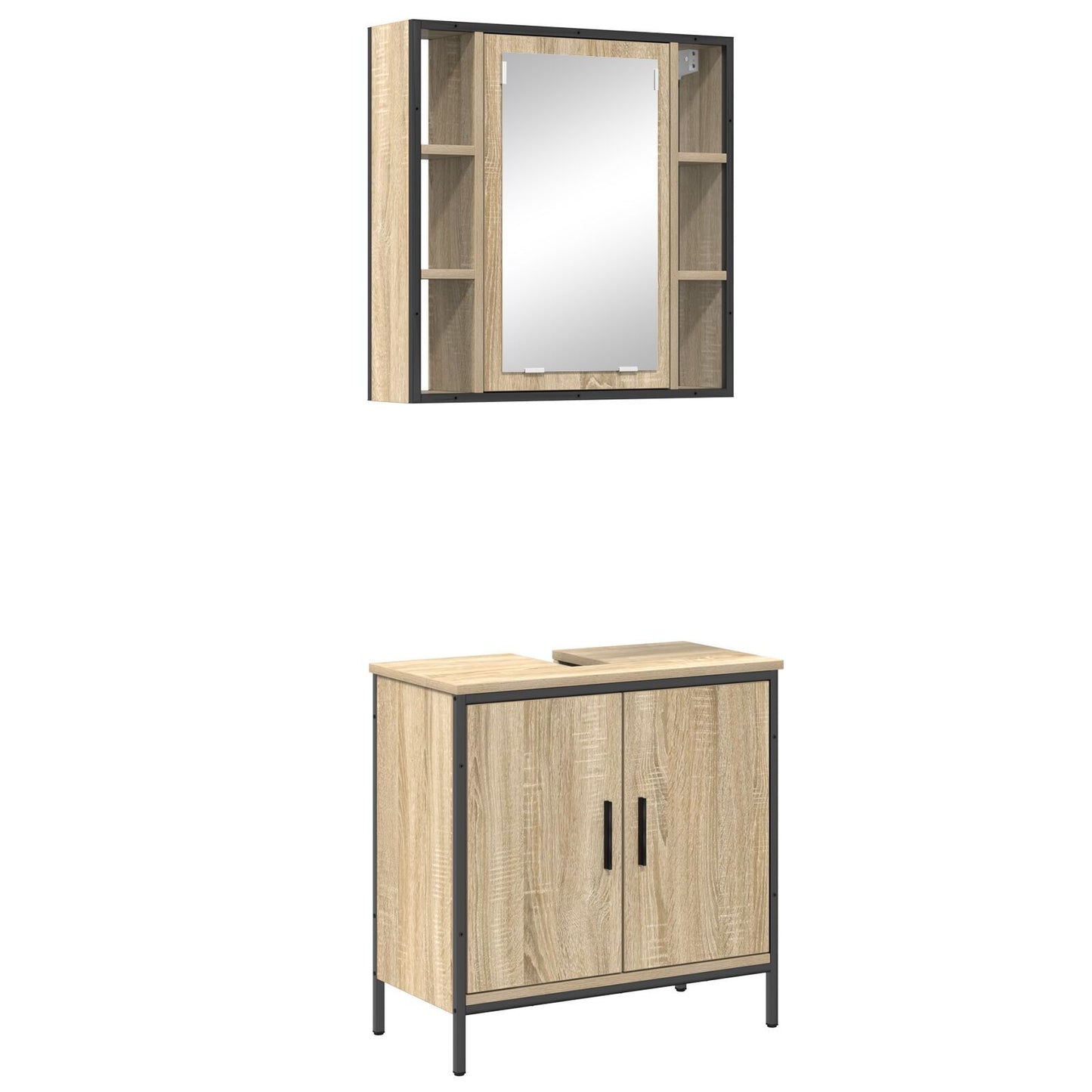 Bathroom Furniture Set with Shelf 2 pcs Brown 60 x 30 x 60 cm