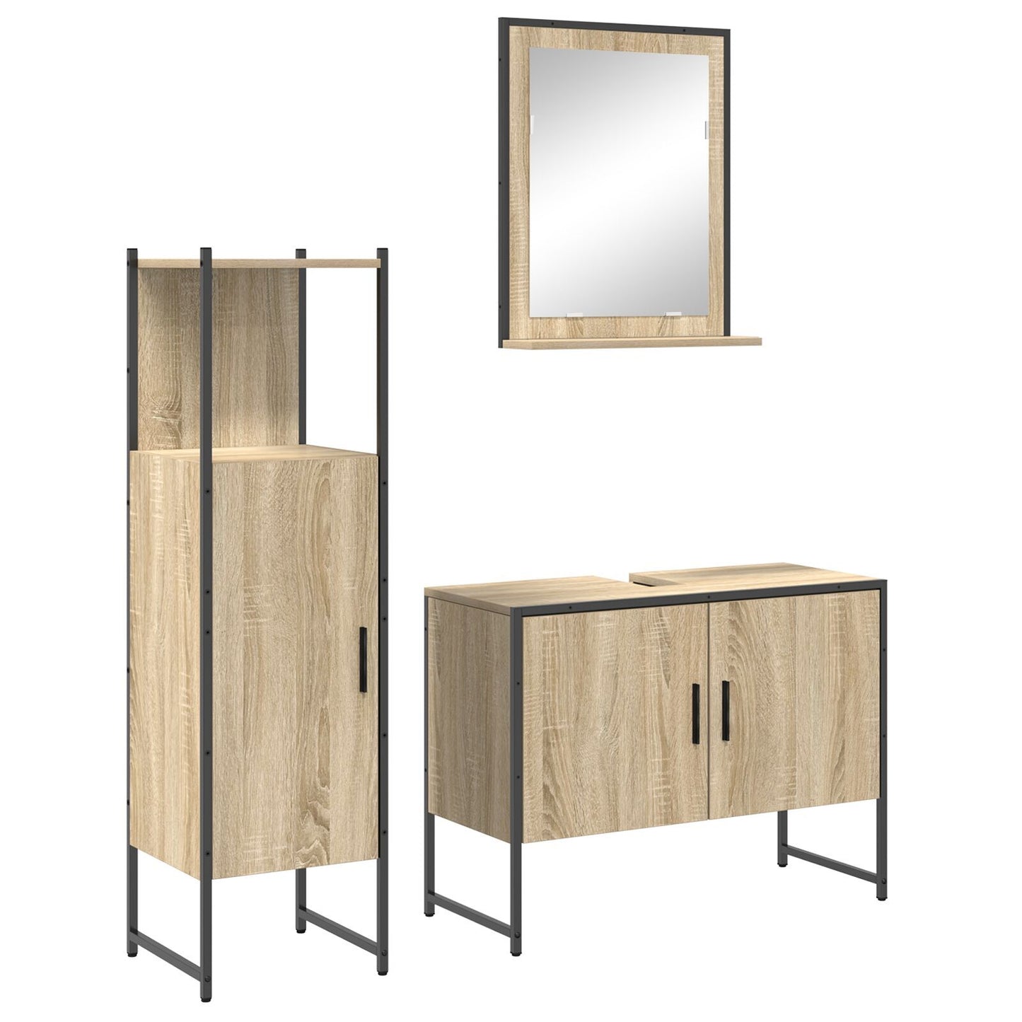 Bathroom Furniture Set with Door 3 pcs Brown 33 x 33 x 120.5 cm