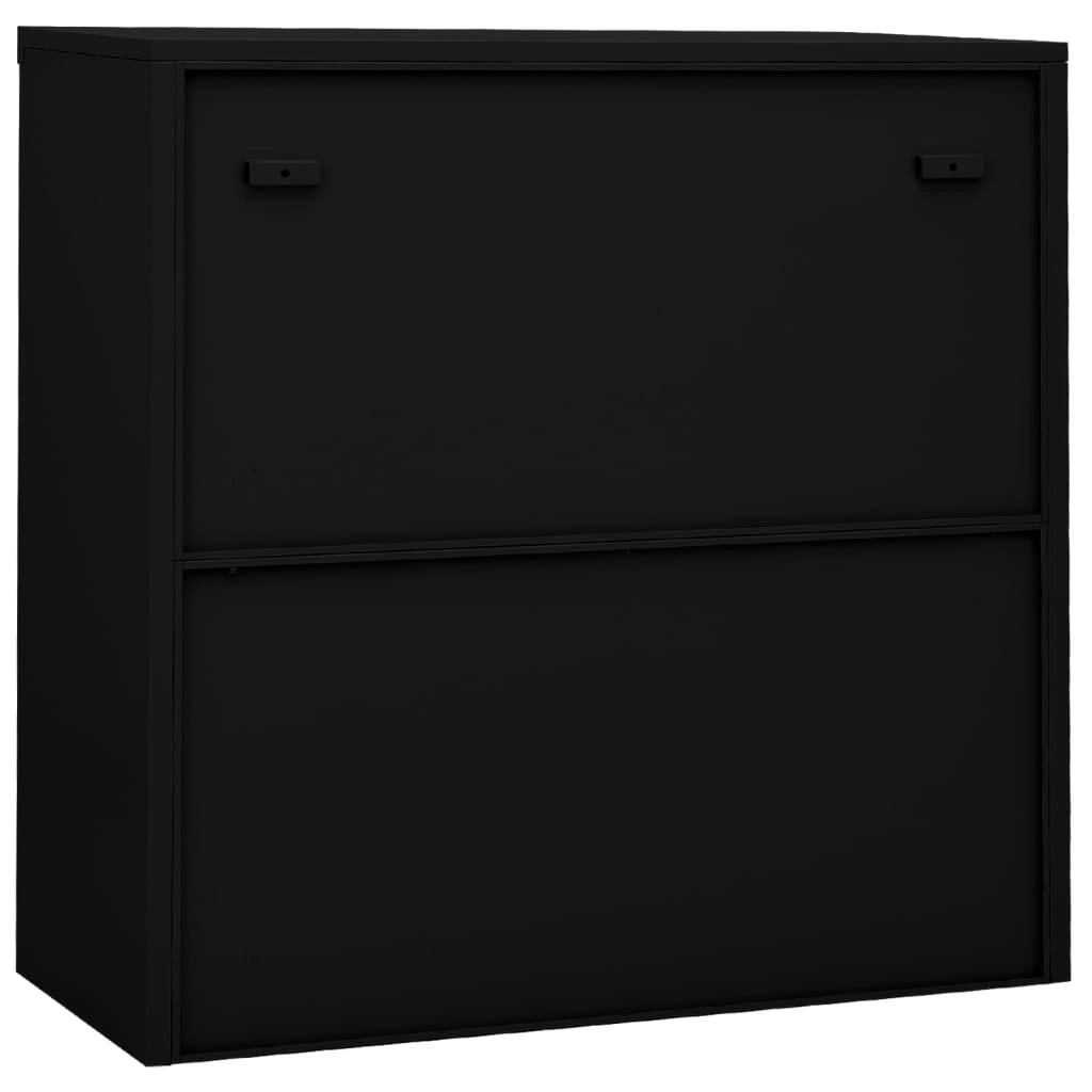 Office Cabinet with Sliding Door Black 90x40x90 cm Steel