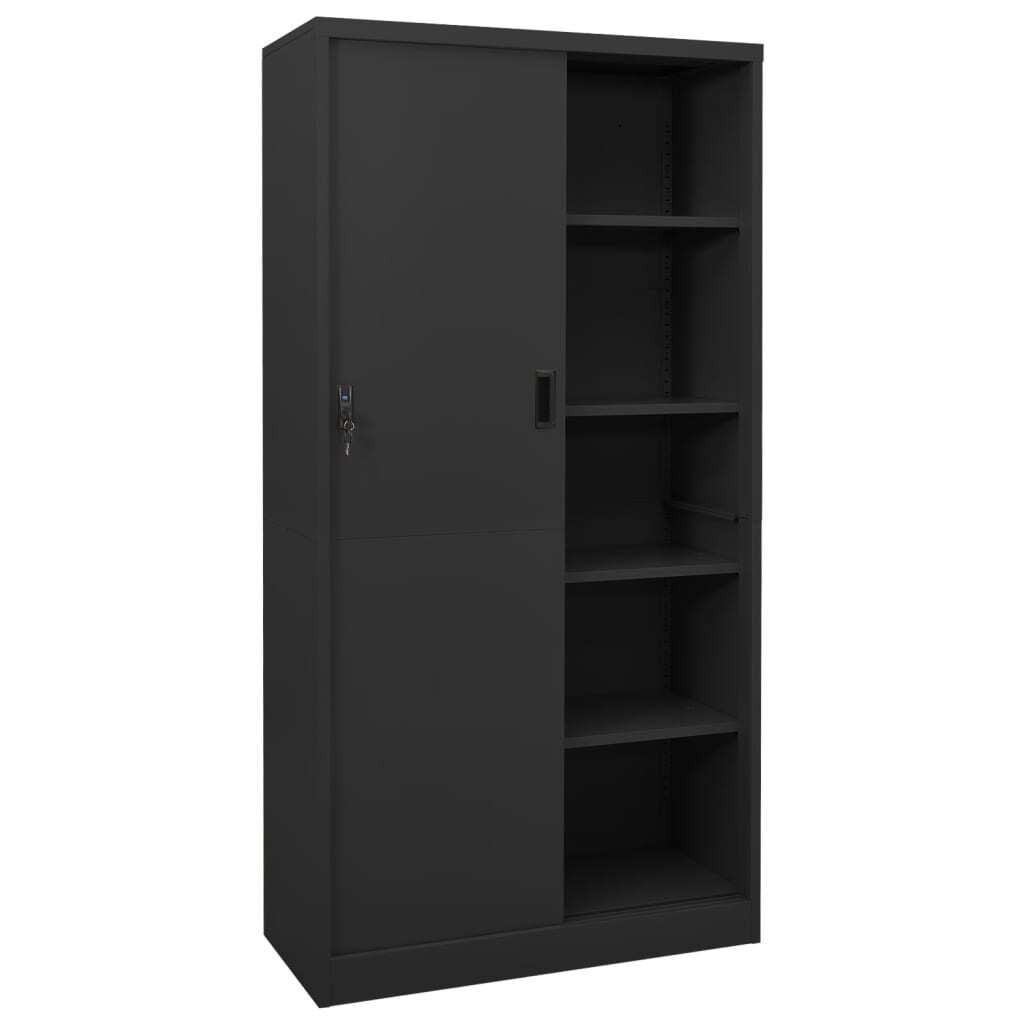 Office Cabinet with Sliding Door Anthracite 90x40x180 cm Steel