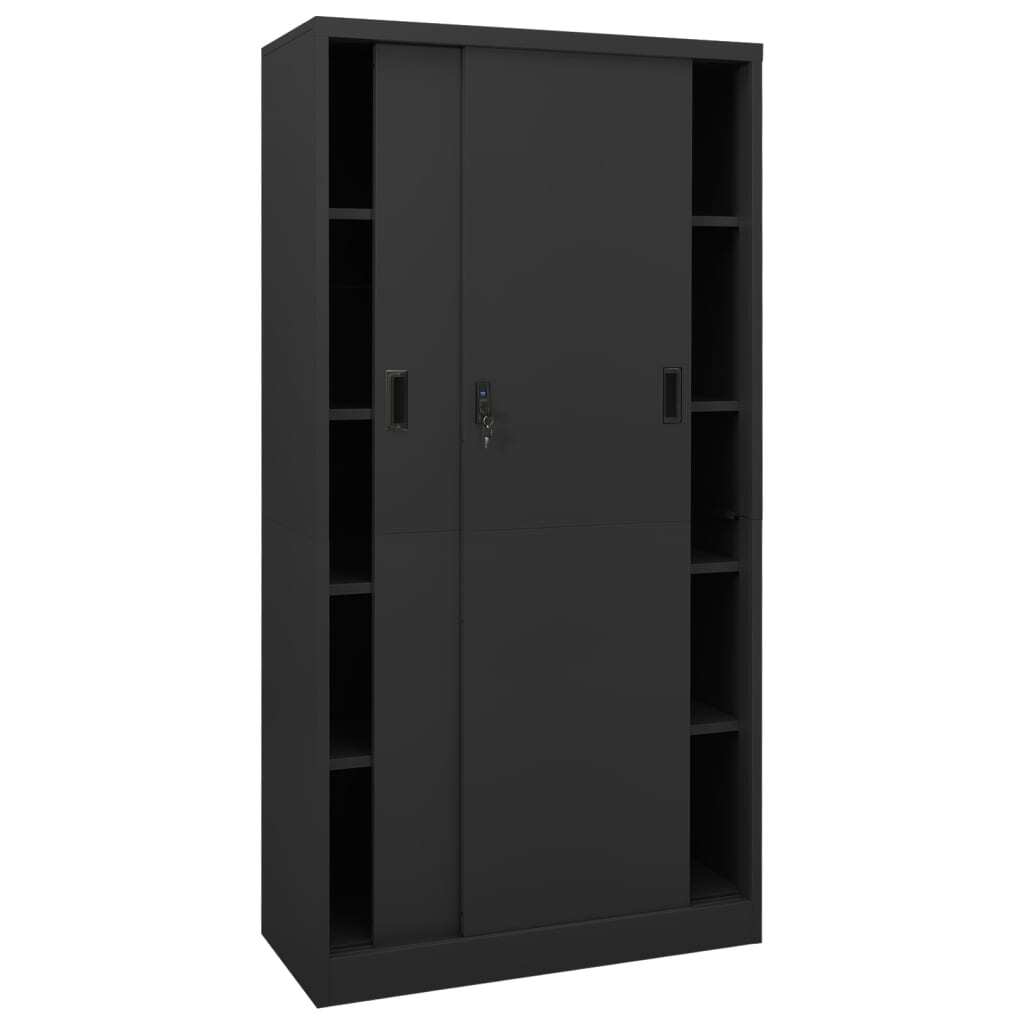 Office Cabinet with Sliding Door Anthracite 90x40x180 cm Steel