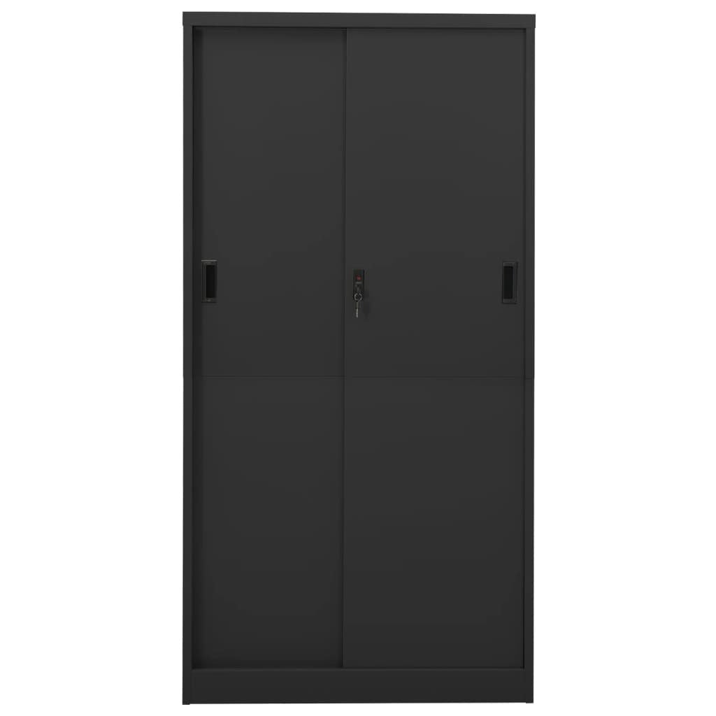 Office Cabinet with Sliding Door Anthracite 90x40x180 cm Steel