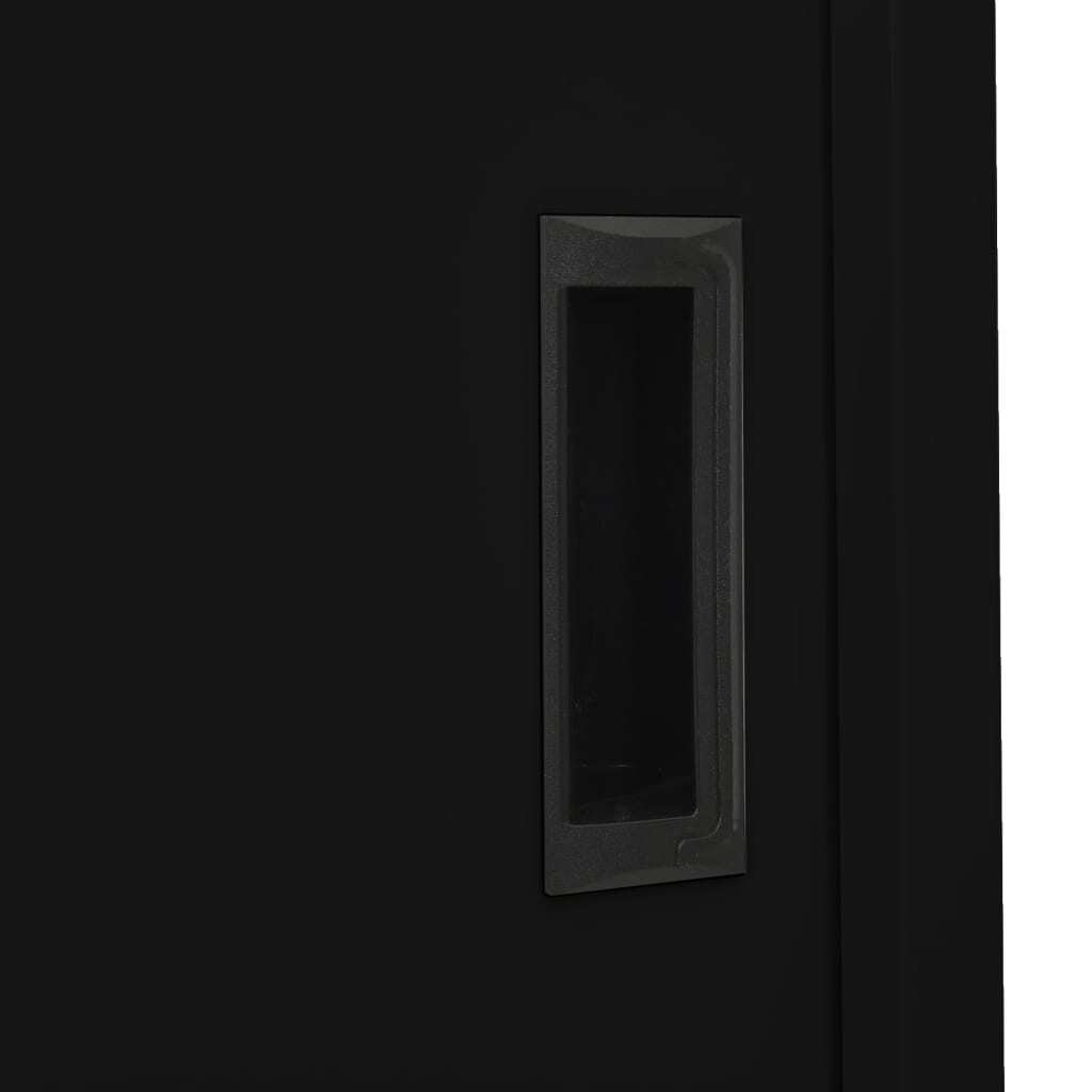 Office Cabinet with Sliding Door Black 90x40x180 cm Steel