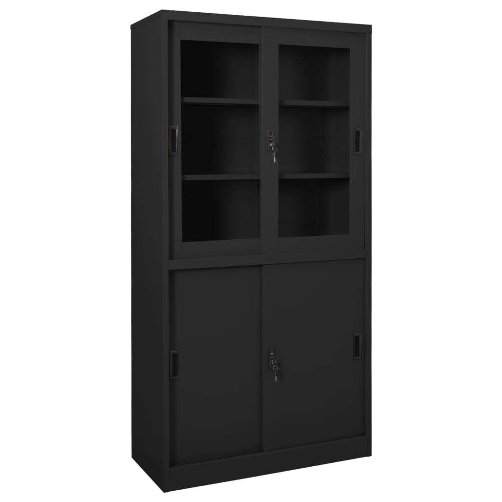 Office Cabinet with Sliding Door Anthracite 90x40x180 cm Steel