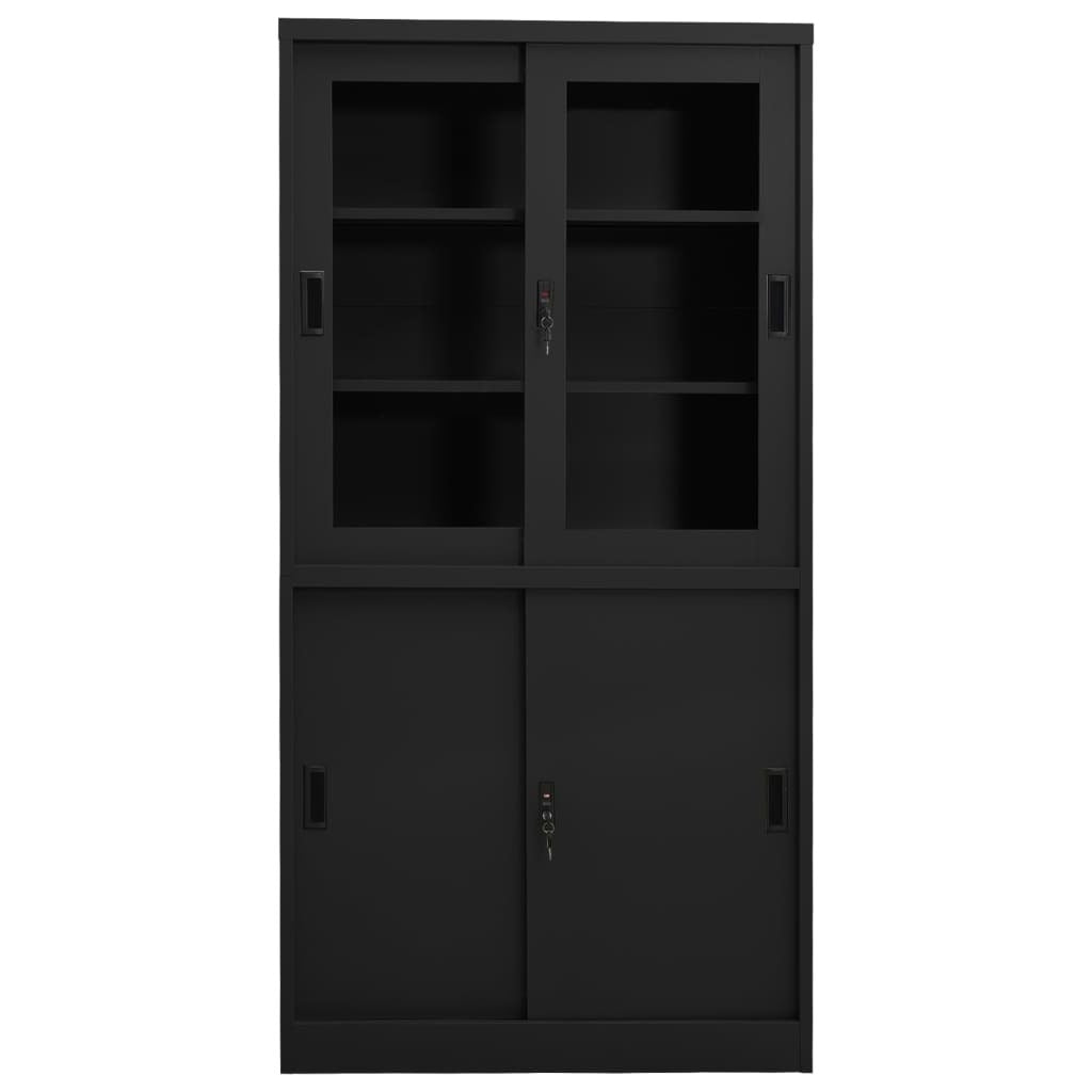 Office Cabinet with Sliding Door Anthracite 90x40x180 cm Steel