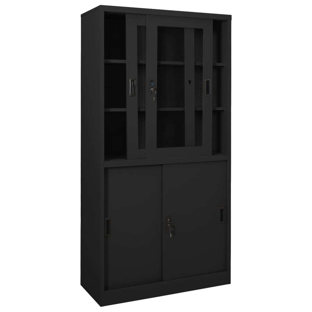 Office Cabinet with Sliding Door Anthracite 90x40x180 cm Steel