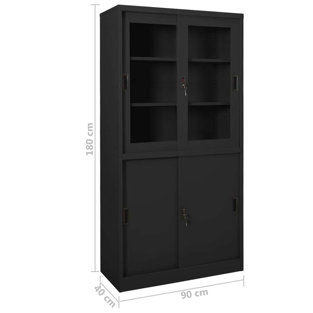 Office Cabinet with Sliding Door Anthracite 90x40x180 cm Steel