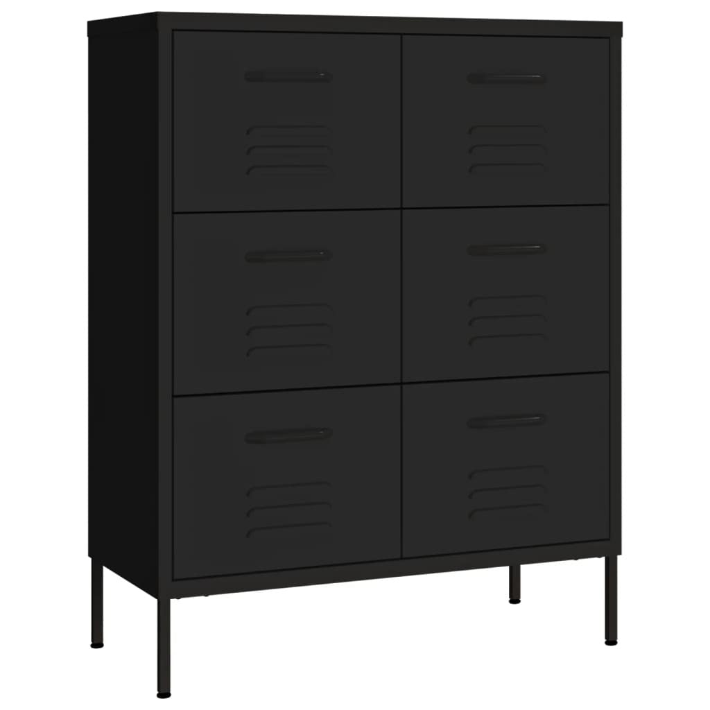 Drawer Cabinet Black 80x35x101.5 cm Steel