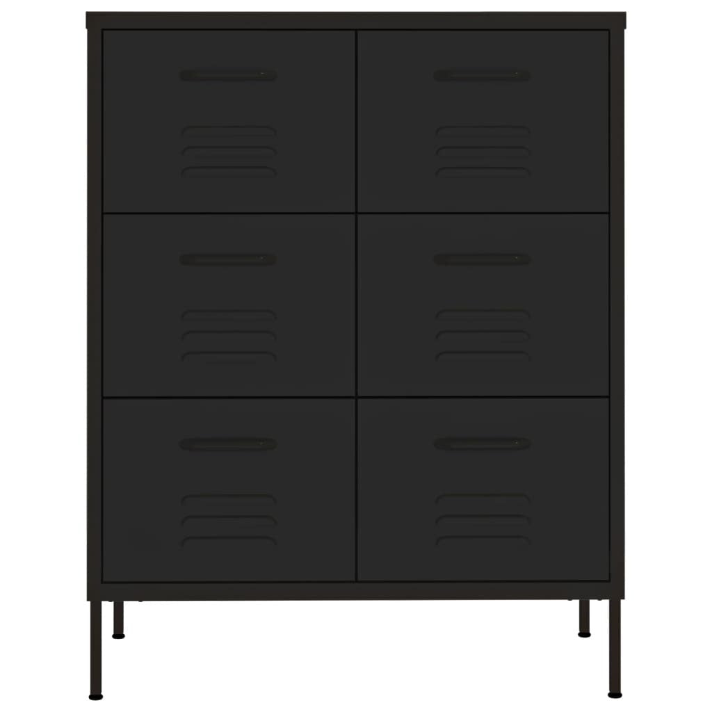 Drawer Cabinet Black 80x35x101.5 cm Steel