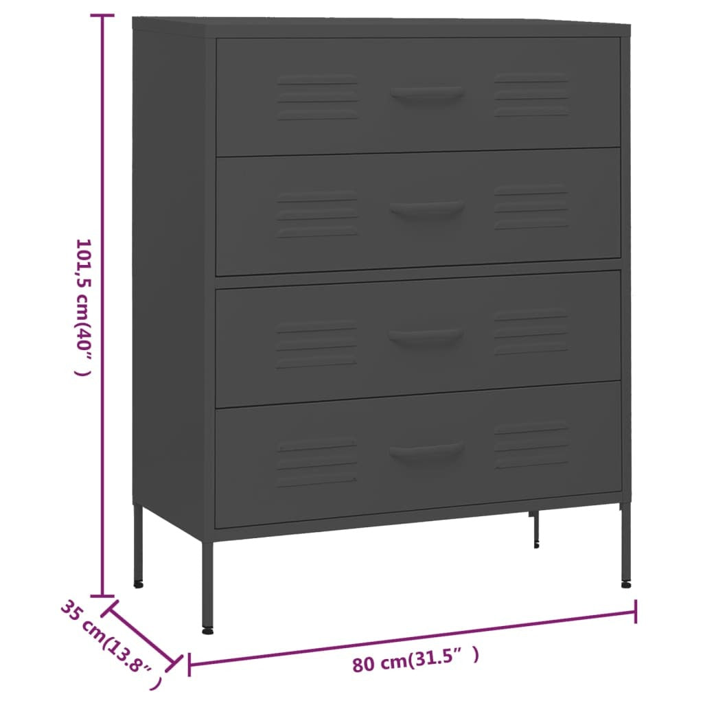 Chest of Drawers Anthracite 80x35x101.5 cm Steel