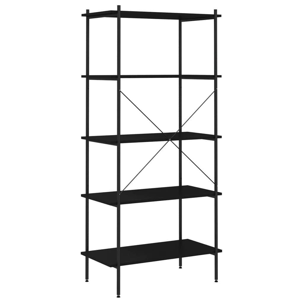 5-Tier Shelving Unit Black 80x40x163 cm